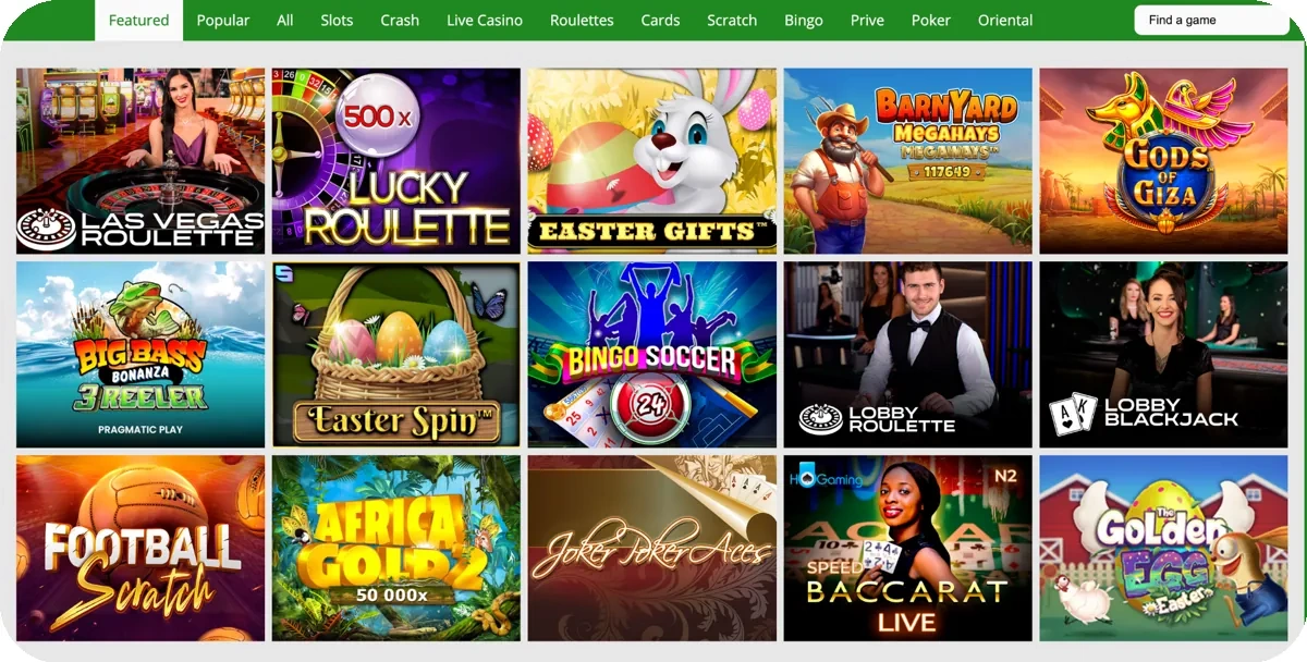 Preview of casino games available on Soccabet Ghana